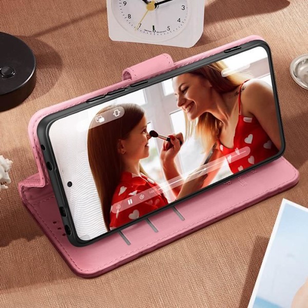 Redmi Note 14 4G Lompakko Kuori Ruudullinen Vaaleanpunainen Rosa