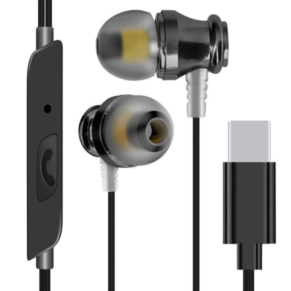USB-C hovedtelefoner med ledning - LINQ - In-ear - Integreret mikrofon - 1,2 m - Sort Svart