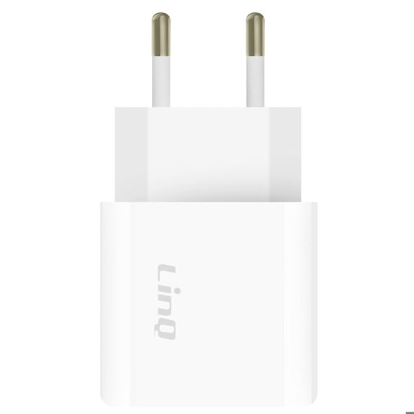 Lader til stikkontakt med dobbelt USB 10,5 W kompakt format LinQ hvid Vit