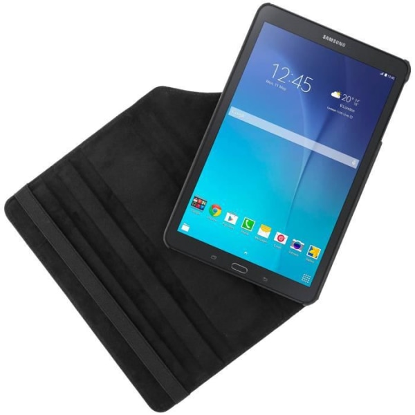 Hus - Samsung - Galaxy Tab E 9,6'' - Rotativ 360° - Ekoskinn med prägling - Svart Svart