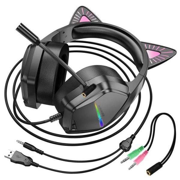 Cat Ear Headset 50 mm trådad mikrofon Borofone Rosa