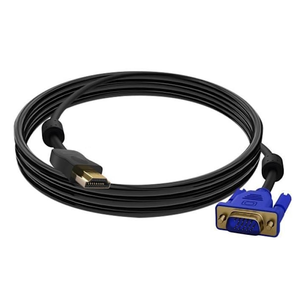 HDMI-uros-VGA-uros 15-nastainen kaapeli 1,8 m äänen ja videon siirto musta