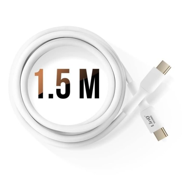 USB C-kabel 100W Hurtig overførsel 20Gbps 1,5m til bærbar LinQ Hvid