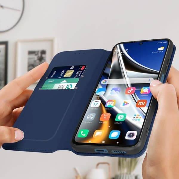 AVIZAR plånboksfodral för Xiaomi Poco X4 Pro 5G - Midnattsblå - Videosupportfunktion Nattblått