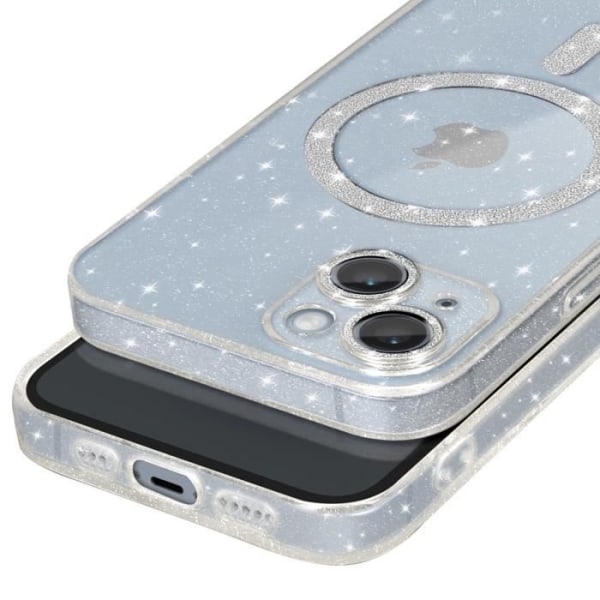 Cover til iPhone 14 AVIZAR - Gennemsigtig Glitter Silikone - Blød, stødsikker og anti-ridse Transparent