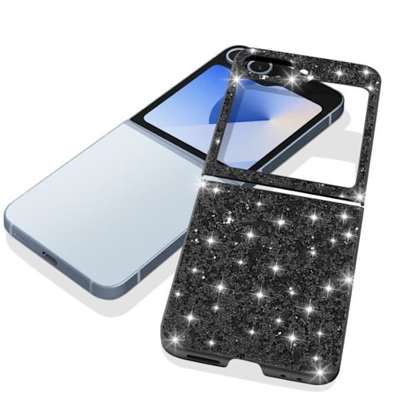 Glitterfodral till Samsung Z Flip 6 - AVIZAR - Hard Back Soft Contour - Svart Svart