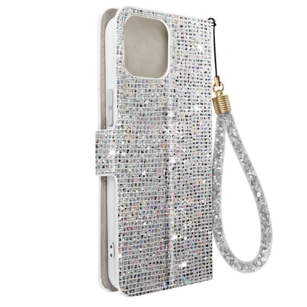 AVIZAR Glitter Disco Wallet iPhone 15 Fodral - Grå - Video Support - Flip Grå