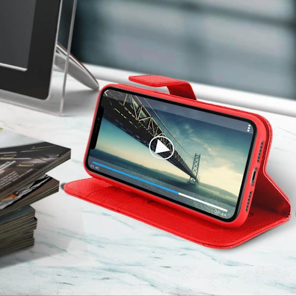 Hus till iPhone 11 - AVIZAR - Röd Folio Fodral - Silikongel - Videostöd - Magnetisk Stängning Röd