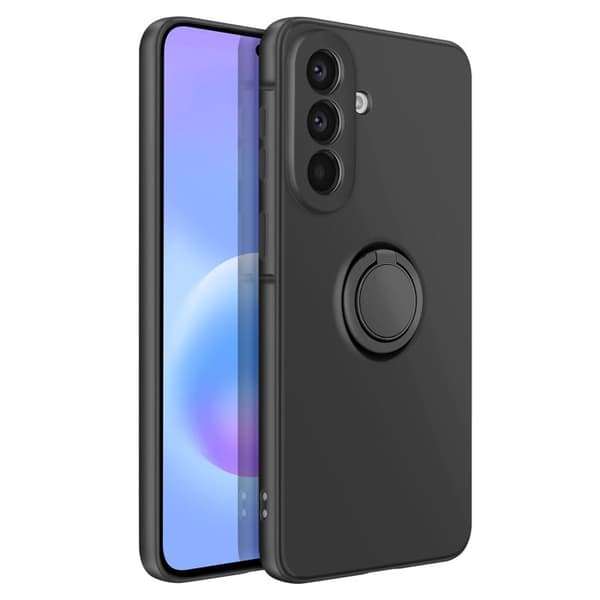 Soft-Touch Cover til Galaxy A57 med Magnetisk Støtte Ring Sort Svart