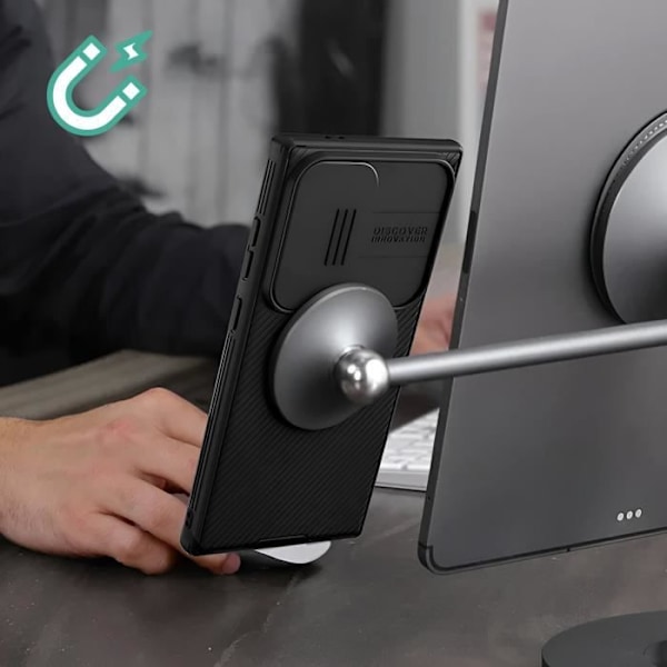 Nillkin hårdt etui til Samsung S24 Ultra - Stødsikkert forstærkede hjørner - Skydekameracover - Sort Svart