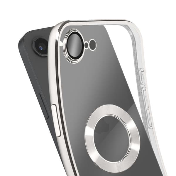 iPhone 17e cover med kromkant i blødt silikone sølv Grå