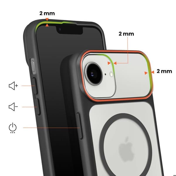 Cover til iPhone 16e Bi-Materiale Design Kompatibel med MagSafe Sort Svart