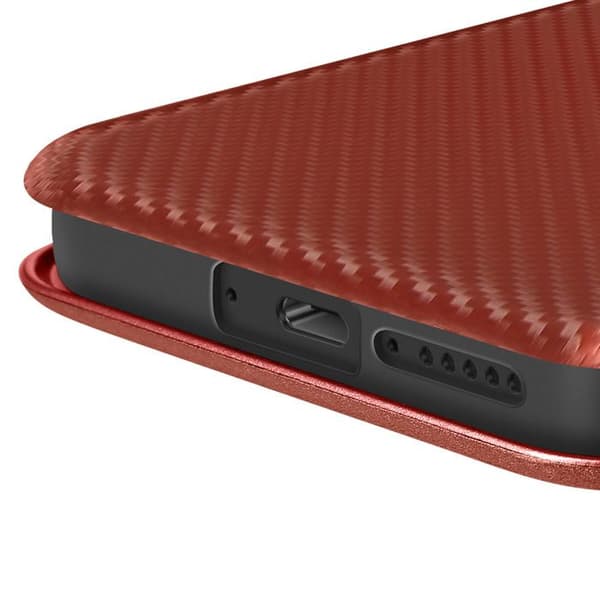 Kolfiberfodral för Xiaomi Poco X7 Pro Kortfack Videostöd Mörkbrun brun