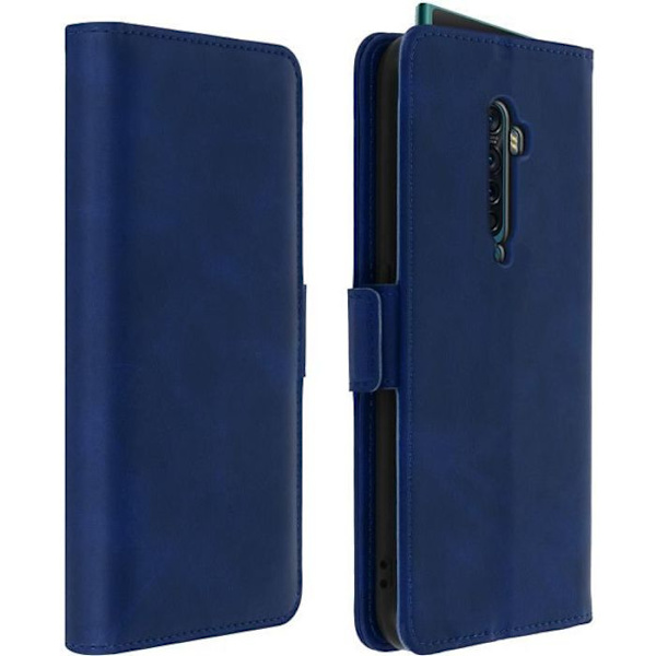 Folio Cover - AVIZAR - Oppo Reno 2 - Øko-læder - Støtte - Kortholder - Mørkeblå Midnattsblå