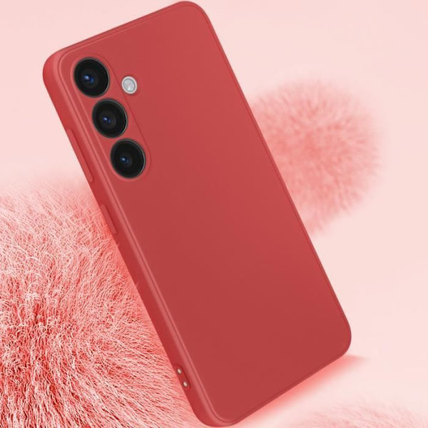 Fodral till Samsung Galaxy S24 - AVIZAR - Soft Touch Matte Flexibel Silikon - Röd - Blandat - Matt finish Röd