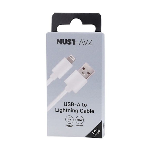 Cabel Lightning til USB 10W Opladning og Synchronisering 1m Grab 'N Go Hvid