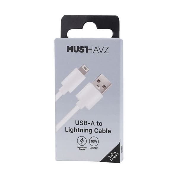 Lightning-kabel till USB - 1m - Laddning 10W - Snabb synkronisering - Vit