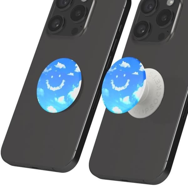 Ring och Universal Support - POPSOCKETS - Blue Skies - Infällbar - Video Support - Smartphone Vit