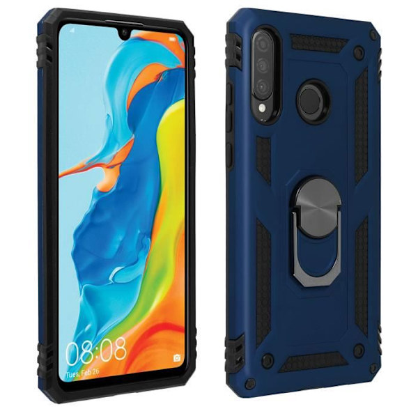 Coque - AVIZAR - P30 Lite - Bi-material - Hållring - Videostöd Midnattsblå