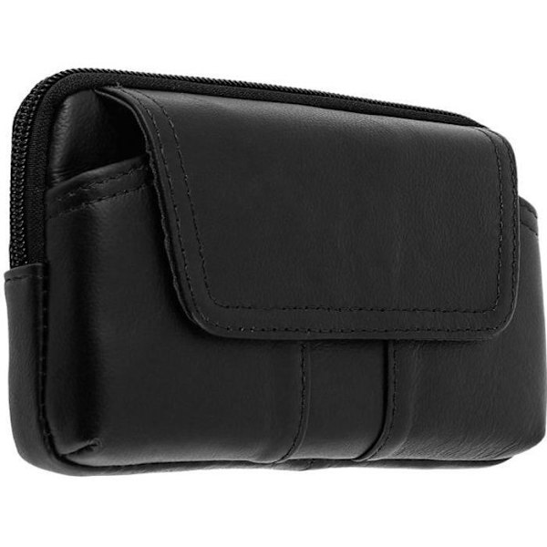 Äkta läder Smartphone Bälte Case Storlek 145x85mm Bältesögla - Svart - AVIZAR Svart