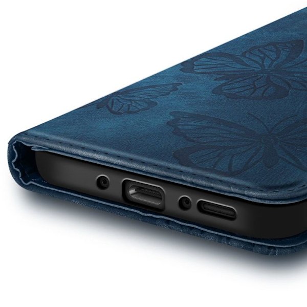 Samsung Galaxy A26: Butterfly Case, Wallet, and Video Stand, Blue Blå