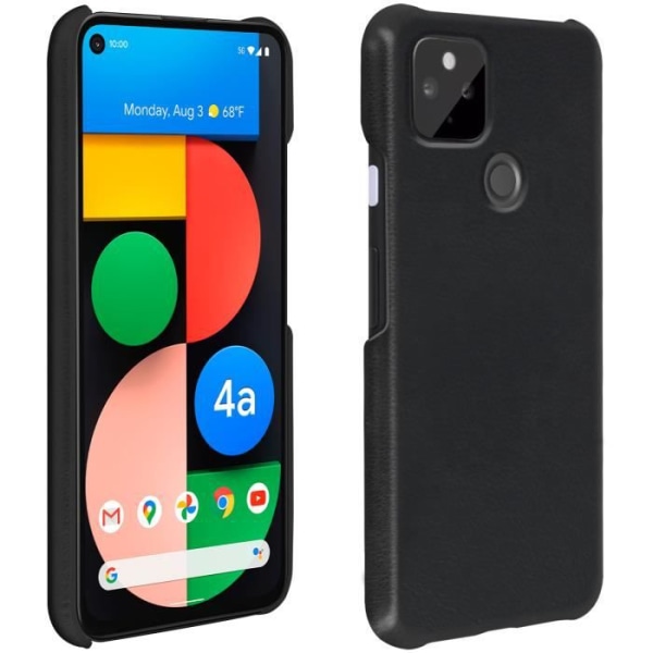 Coque - ADVISE - Google Pixel 4A 5G - Hård Beskyttelse - Sort Læder Vintage - Letvægt Svart