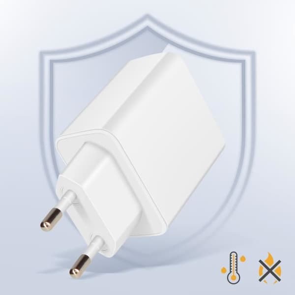 Lader - Inkax - 2x USB-C 20W - USB Quick Charge 18W - Kompakt Hvid Vit