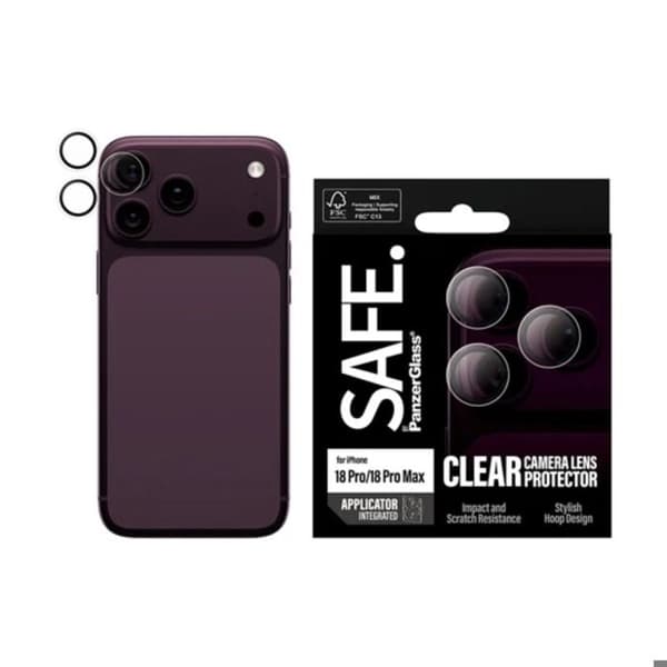 Skyddskamera för iPhone 18 Pro / 18 Pro Max med Panzer Glass Transparent Applicator Vit