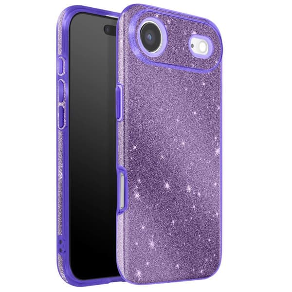 Cover til iPhone Air Design i To Materialer og Glitrende Lilla Finish Lila