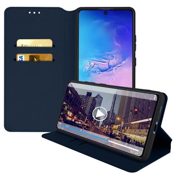 Fodral för Samsung Galaxy S10 Lite - AVIZAR - Folioväska - Ekoskinn - Ställfunktion - Blå Blå