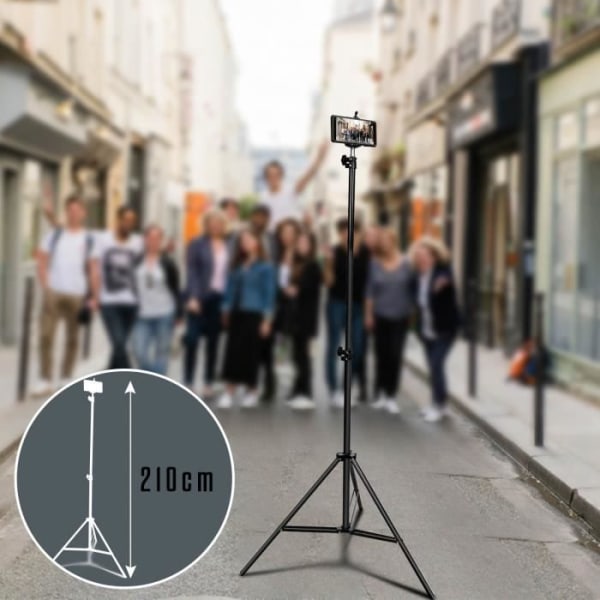 Stativ för smartphone och kamera Justerbart från 72 cm till 210 cm - LINQ - Lätt och lätt att använda