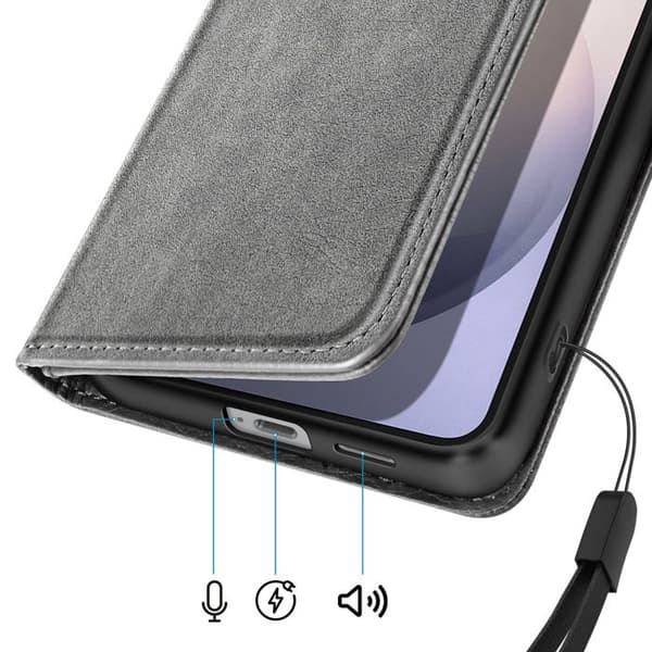 Pungetui til Galaxy S26 Serie Chesterfield Prægning Standfunktion Grå Grå