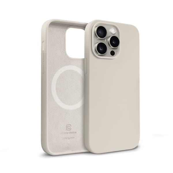 Telefoncase - Crong - iPhone 15 Pro Max - Beige sten - Blød - Stødabsorberende MagSafe Sten beige