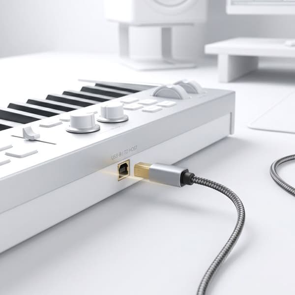 USB-C til USB-B 2.0 480Mbps kabel til printer i flettet nylon 3m LinQ Grå