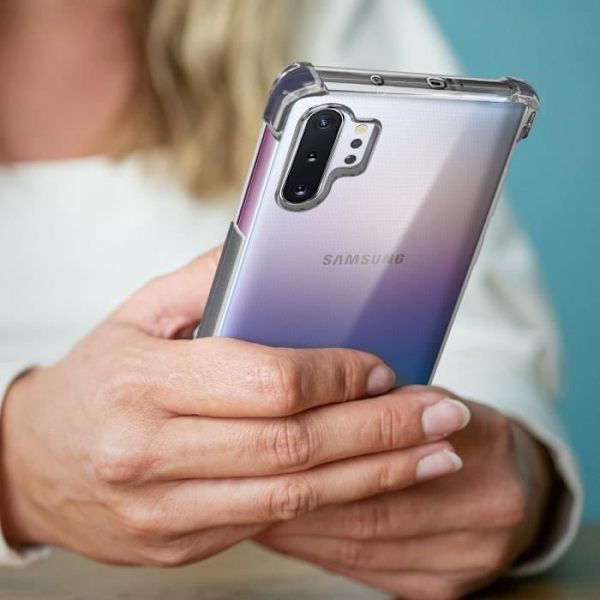 Suojapakkaus - AVIZAR - Galaxy Note 10 Plus - Pehmeä kuori - Lasi suojaus - 360° suojaus Klar vit