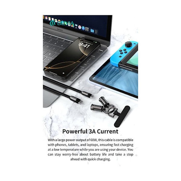 Rannekkeen vyö USB-C USB-C 60W Ultra Kestävä Devia Musta Svart