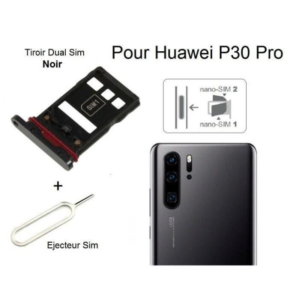 Huawei P30 Pro Sim og Nano Memory Card Bakke kompatibel reservedel Sort