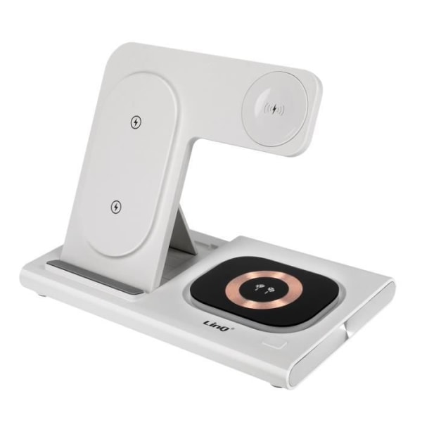 3-i-1 opladningsstation - LinQ - MagSafe 15W - AirPods oplader 5W - Apple Watch oplader 3W - Hvid Vit