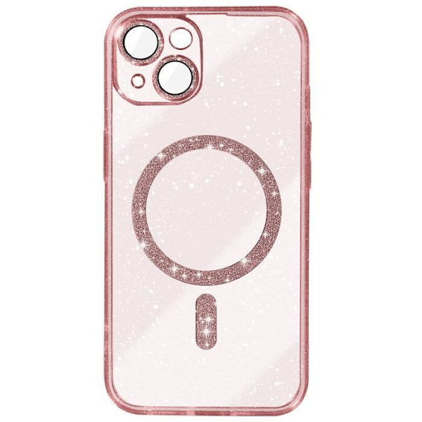 MagSafe Fodral för iPhone 14 Champagne Pink Glitter Silikon - AVIZAR - Halvstyv - Smidig - Blandad Rosa