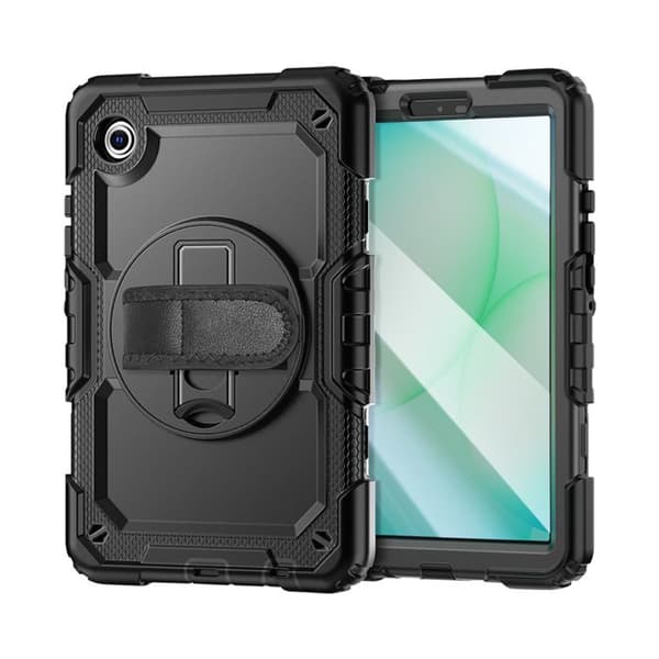 Heltäckande skal för Galaxy Tab A11 Modell Solid med roterbart bakhandtag Tech Protect Svart Svart