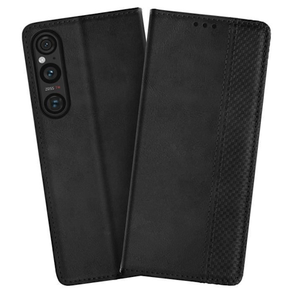 Sony Xperia 1 V etui Sort skakternet mønster etui
