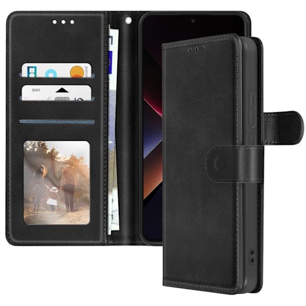 Etui för Xiaomi Poco X7 Pro Axelrem Klipp Stöd Plånbok Svart Svart