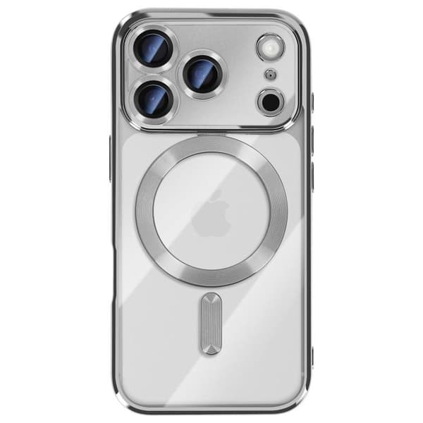 MagSafe Cover - ADVARSEL - iPhone 17 Pro Max - Krom Sølv - Elegant Beskyttelse - Gennemsigtigt Design Grå