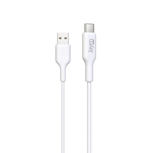 Laddnings- och datasynkroniseringskabel USB till Type-C 2.4A 2M Jaym Vit Vit
