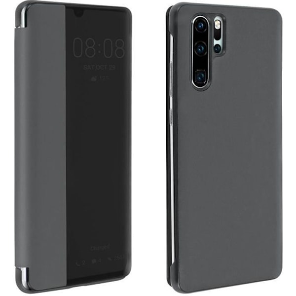 Housse - AVIZAR - Huawei P30 Pro - Kova kuori - Suuri läpinäkyvä ikkuna - Täysi suojaus Grå