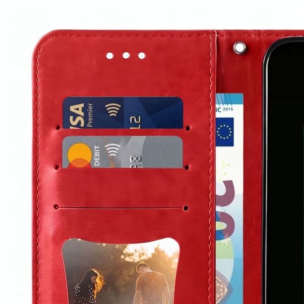 Plånboksfodral för Xiaomi Redmi 17C 5G Mandala-mönster med Stöd Röd Röd