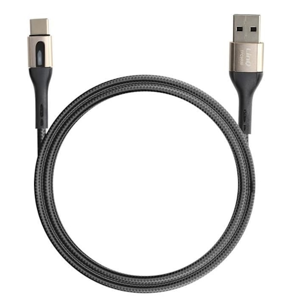 USB-kabel til USB-C - LinQ - 1,2m - 3A - Hurtigopladning - Datasynkronisering Svart