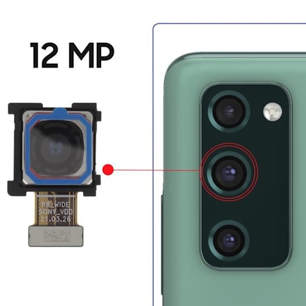 Bakkamera för Samsung Galaxy S20 FE Huvudsensor 12MP Samsung Svart Svart
