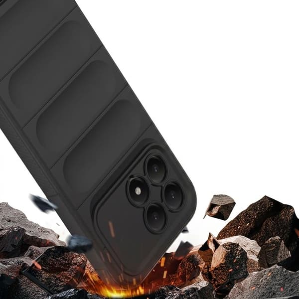 Cover til Poco F8 Pro 5G med 3D Relief og Antiskrid Greb Sort Svart