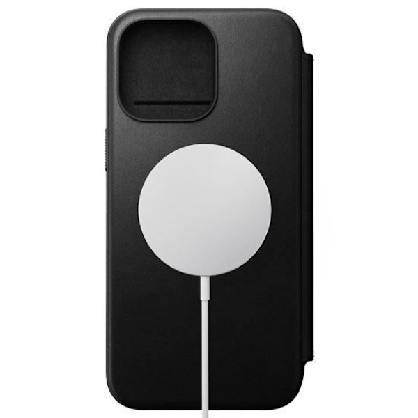 Nomad Folio Moderni nahkainen läppäkotelo iPhone 15 Pro Max Blackille